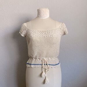 Y2k Charlotte Russe Size Large Cream Netted Top